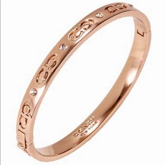 Coach Jewelry Coach Kissing C Hinged Bangle Bracelet Rose Gold